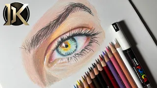 Drawing a realistic eye using coloured pencils