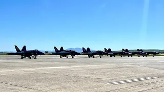 Blue Angels perform aerobatic maneuvers during Travis AFB Wings Over Solano 2024 #airshow #fa18