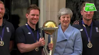 British PM May welcomes England cricket team after World Cup win