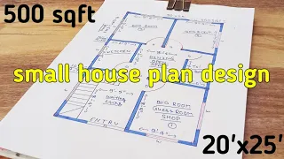 20'x25' house plan design ll 500 sqft makan ka naksha ll 3 bhk ghar ka drawing