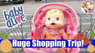 🛍Baby Alive Layla Goes To Wal-mart! 👶🏼 Buying REAL Baby Snacks + Shops Almost Every Department🍒