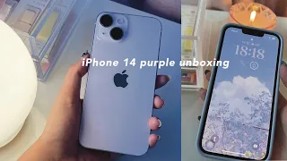 iphone 14 (purple) unboxing 🙇🏻‍♀️🍒☁️ + MOFT unboxing