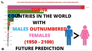 TOP 10  COUNTRIES WITH MALE OUTNUMBERED FEMALE 1950 - 2100 FUTURE PREDICTION