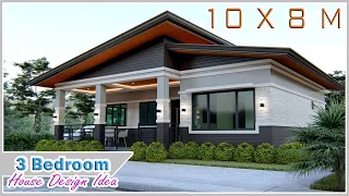 SMALL HOUSE DESIGN | 10 X 8 Meters | 3 Bedroom Simple House