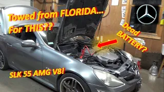 Towed from FLORIDA...for THIS!? (Benz SLK 55 AMG: DEAD Battery in 2 Days?)