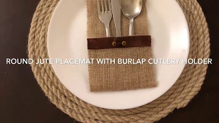 Round Jute Placemat with Burlap Cutlery Holder