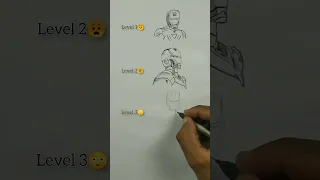 Drawing Ironman in 3 Different Levels | #shorts #ironman #marvel #drawing