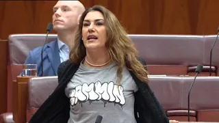 Lidia Thorpe asked to cover her ‘inappropriate’ shirt in her Voice address to Senate