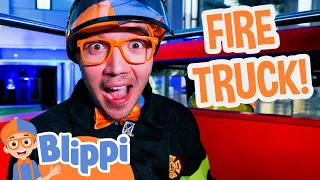 Firefighter Blippi Drives a Firetruck and Puts Out a Fire! | Blippi Full Episodes