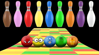 Bowling Balls Fruits Learn Colors With Superheroes - Binkie TV