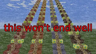 VHS Gameplay - Minecraft Lucky Blocks Staircase, but every death causes generation loss