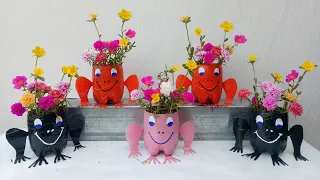 Recycle plastic bottles into a cute frog flower pot | Suzy garden