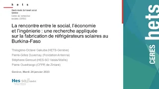 Conférence "Une recherche appliquée sur la fabrication de réfrigérateurs solaires au Burkina Faso"