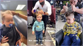 Babies First haircut at the Barber Funniest Reactions Tiktok Compilation !!
