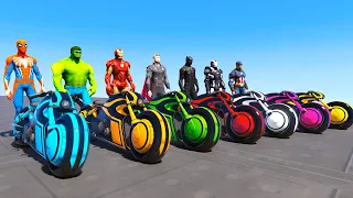 Spiderman, Hulk, Ironman et ses amis avec le super-héros Shotaro Tron Bike Race - course de moto