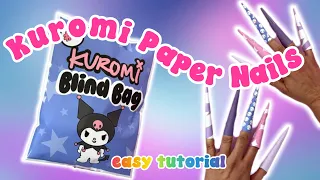 HOW TO MAKE PAPER NAILS [easy tutorial] 💅🏽💜 Kuromi theme 💜 supermoonsparkles