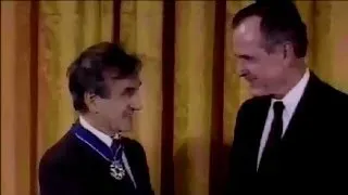 Elie Wiesel awarded the Presidential Medal of Freedom by President Bush