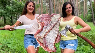 PORK Ribs cooked in the FOREST on a bonfire! The Best Picnic in Nature