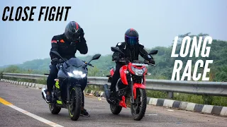 Tvs Apache 4v160 Vs Suzuki Gixxer 155 sf | Long Race | Ksc Vlogs