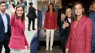 Queen Letizia in Red and White for Musical Concert