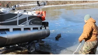 How to launch a boat in the ice in just 376 easy steps!!! Funny boat ramp video