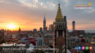 Batumi Coastline Cityscape Aerial Drone View Piazza Georgia