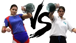 Tatyana Potyomkina (KAZ) VS Irina Pyanko (RUS) | 24 kg kettlebell snatch battle (2015)