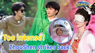Blindfolded game！Zhoushen counterattacks with Bailu | #keeprunningoriginal