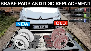 Brake Pad And Brake Disc / Rotor Replacement. Citroen C4 Picasso Brake Pads And Disc / Pads Removal