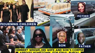 Herbert Wigwe's CHILDREN WEEPS As CORPSES Of The Father,Mother & Brother Arrives Home For BURIAL