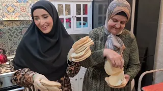 Kofta bread recipe with my mother-in-law and Rawa 😍 and the best family session وصفة الكفتة بالخبز