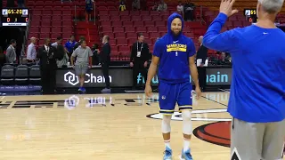 Steph Curry Hits From Miami Heat Halfcourt Logo In Pregame Warmups