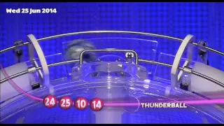 The National Lottery Thunderball draw results from Wednesday 25th June  2014