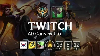 Twitch ADC vs Jinx - KR Challenger Patch 8.20