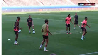 Watch Manchester City in training in Athens.