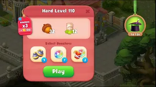 Gardenscapes Level 110 Walkthrough "No Boosters Used"