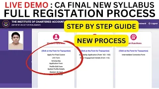 Live Demo :- CA Final New Course Registration Full Process | How to Register CA Final New course