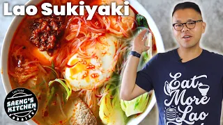 Lao Sukiyaki | Peanut Sauce Noodle Soup | Lao Food at Saeng's Kitchen