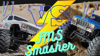 FMS (Drop the MAX) Smasher mini monster truck. So Much FUN in a Little truck Version 1 VS Version 2