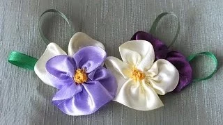 цветок Анютины глазки из лент за 5 мин Quick & Easy Satin Ribbon Flower - Tutorial