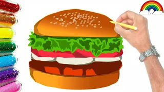 How to draw a burger | burger for kids | Easy drawing | Art for toddlers | step by step | coloring