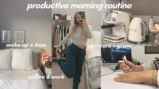 6 am productive morning routine ☁️ work, grwm, current make up routine & get coffee