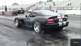 Viper SRT 10 GTS vs. Z06 - 1/4 mile Drag Race Video - StreetCarDrags.com - Road Test TV ®