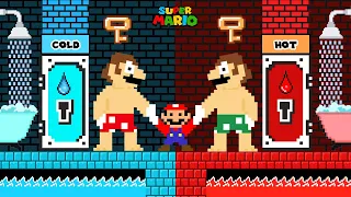 Mario Odyssey and Mario Key Door Bathroom Hot vs Cold Challenge | Game Animation