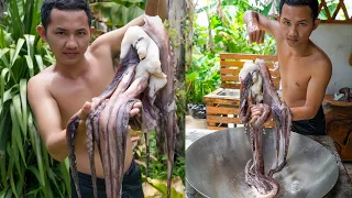 Big Octopus 3kg fired & steam eating delicious😋