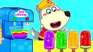 Wolf Family🌞 Wolfoo Makes Fruit Ice Cream and Learns Rainbow Colors - Colors for Kids | Wolfoo Reup