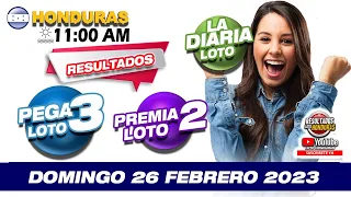 Sorteo 11 AM Resultado Loto Honduras, La Diaria, Pega 3, Premia 2, DOMINGO 26 DE FEBRERO  2023