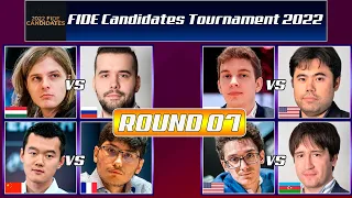 ROUND 07 | FIDE Candidates Tournament 2022 | Caruana, nakamura,firouzja, duda, rapport, ding, nepo