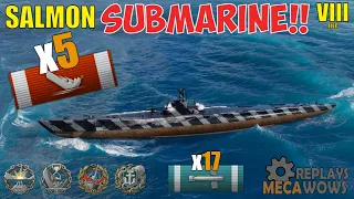 SUBMARINE Salmon 5 Kills & 104k Damage | World of Warships Gameplay