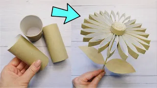I Love Reuse Waste! Super Smart and Easy Crafts Idea / Cute Toilet Paper Rolls Flower DIY